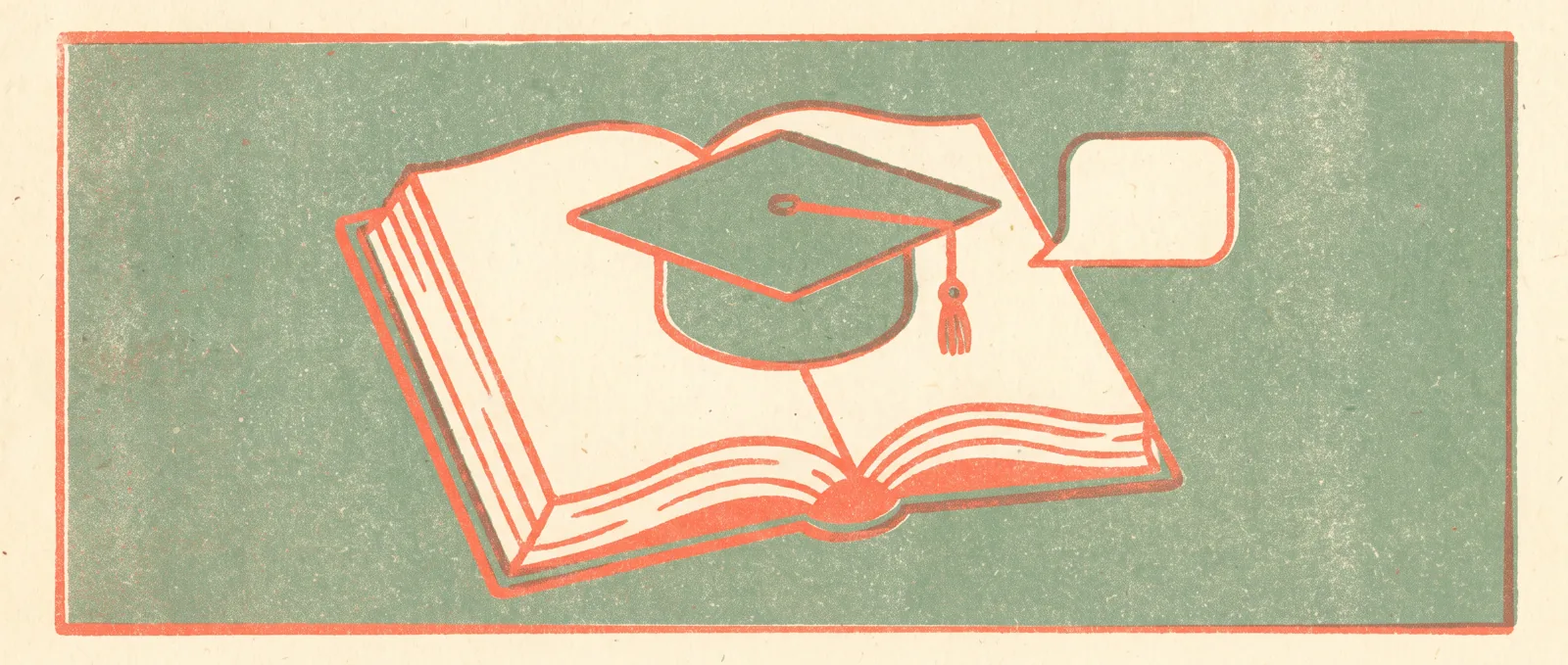 An open book of code with a magnifying glass finding a bug icon in front of a shield